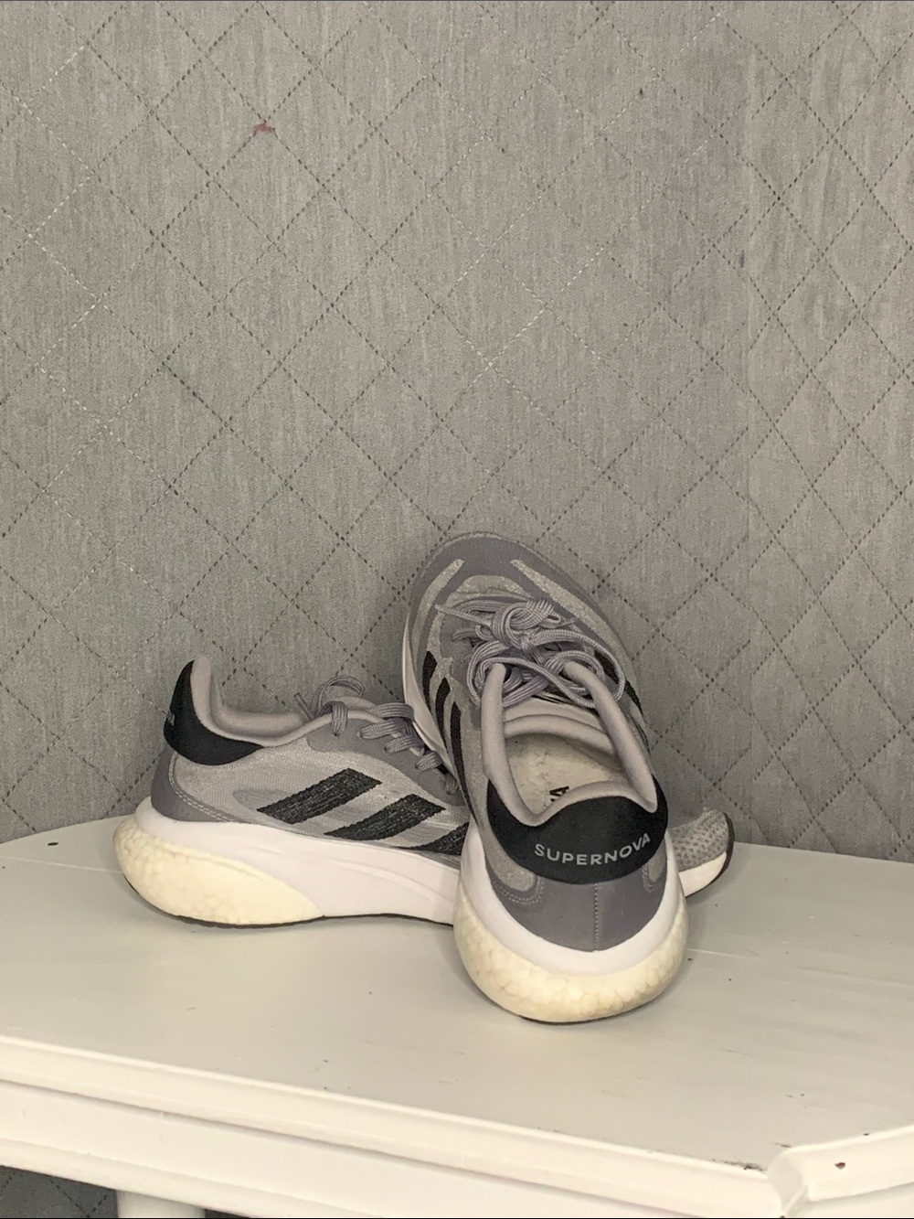 #180 Adidas Gray & Black Supernova Running Shoes